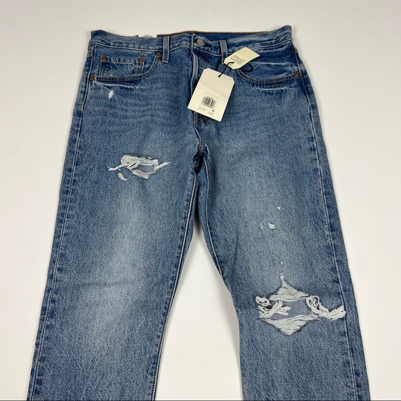 Levi’s NWT 501 Skinny Jeans Button Fly Distressed 100% Cotton Size 32 x 28 - Picture 5 of 11